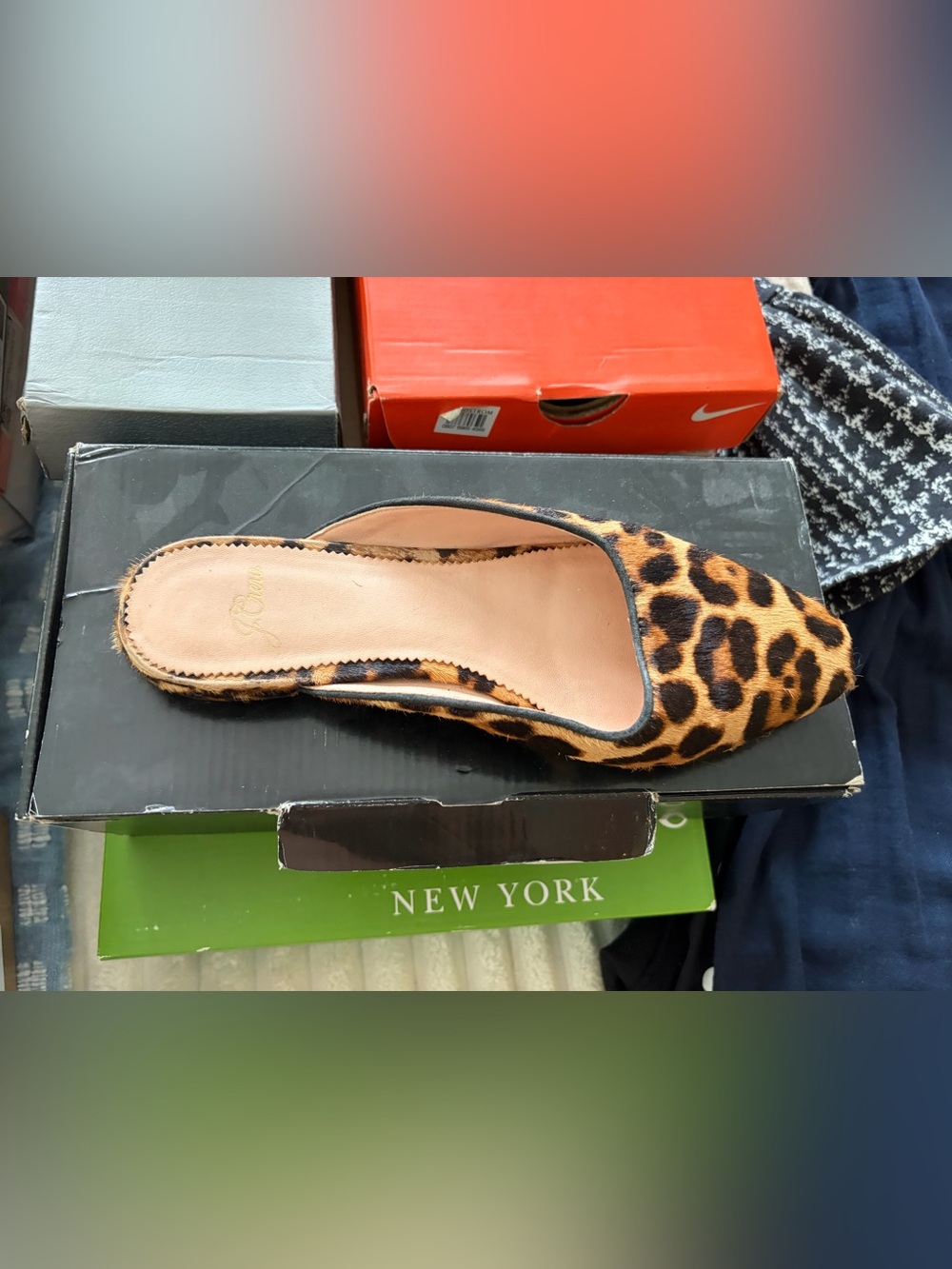 J. Crew leopard print mules